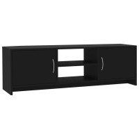 Vidaxl Tv Stand, Tv Unit For Living Room, Sideboard With Storage, Entertainment Center Media Unit Cupboard, Modern Style, Black Engineered Wood