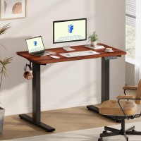 Flexispot En1 Whole-Piece Standing Desk 48 X 30 Inches Electric Height Adjustable Desk Sit Stand Desk Base Home Office Table Stand Up Desk (Black Frame + 48 In Mahogany Top  2 Packages)