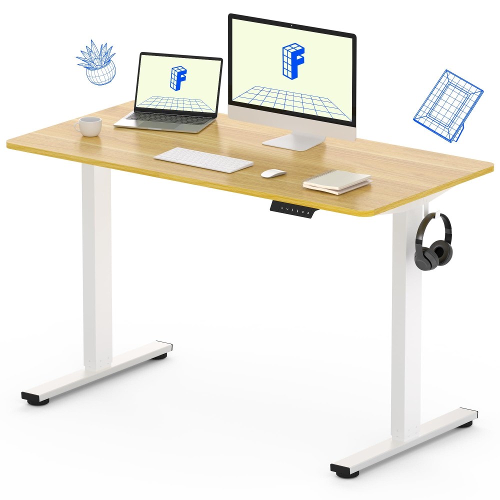 Flexispot En1 Whole Piece Standing Desk 48 X 30 Inch Electric Height Adjustable Desk Home Office Computer Workstation Sit Stand