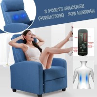Recliner Chair For Living Room Massage Recliner Sofa Reading Chair Winback Single Sofa Home Theater Seating Modern Reclining Chair Easy Lounge With Pu Leather Padded Seat Backrest (Blue)