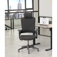 Clatina Ergonomic High Swivel Executive Chair With Adjustable Height Head 3D Arm Rest Lumbar Support And Upholstered Back For Home Office Black Fabric 2 Pack