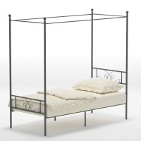 Weehom Twin Canopy Bed Frame With Headboard And Footboard 4 Posters Metal Bed Frame No Box Spring Needed Mattress Foundation