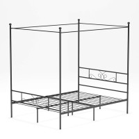 Weehom Full Canopy Bed Frame With Headboard And Footboard 4 Posters Metal Bed Frame No Box Spring Needed Mattress Foundation