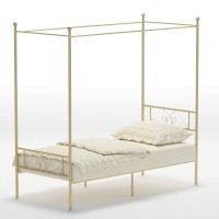 Weehom Twin Canopy Bed Frame With Headboard And Footboard 4 Posters Metal Bed Frame No Box Spring Needed Mattress Foundation