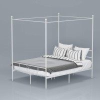 Weehom Full Canopy Bed Frame With Headboard And Footboard 4 Posters Metal Bed Frame No Box Spring Needed Mattress Foundation