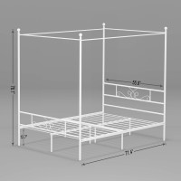 Weehom Full Canopy Bed Frame With Headboard And Footboard 4 Posters Metal Bed Frame No Box Spring Needed Mattress Foundation