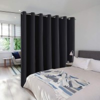 Nicetown Halloween Large Room Separating Divider, Room Divider Curtain Screen Partition, Function Thermal Blackout Noise Reducing Curtain, Sliding Door Insulated Curtain, Black, 12.5Ft Wide X 9Ft Long