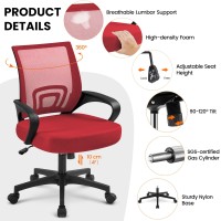 Yaheetech Office Chair Desk Chair Mid Back Mesh Task Chair Computer Chair Ergonomic Rolling Swivel Chair Adjustable Executive Ch