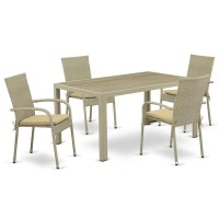 Wicker Patio Set Natural Linen JUGU503A