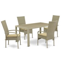 Wicker Patio Set Natural Linen JUOS503A