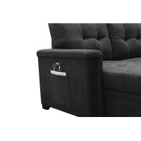 Ashlyn Dark Gray Woven Fabric Sleeper Sectional Sofa Chaise with USB Charger and Tablet Pocket