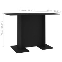 Vidaxl Modern Dining Table | Black | Engineered Wood | Minimalist Design | 43.3