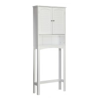 Teamson Home Louis 25 In. X 64 In. Freestanding Wooden Over-The-Toilet Storage Cabinet For Bathrooms, Powder Rooms, And En Suites, White