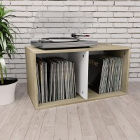 vidaXL Vinyl Storage Box White and Sonoma Oak 28x134x142 Chipboard 800122