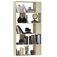 Vidaxl Book Cabinet, Room Divider Bookshelf Bookcase For Office Living Room, Freestanding Shelving Unit, Modern, Sonoma Oak Engineered Wood