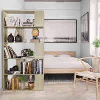 Vidaxl Book Cabinet, Room Divider Bookshelf Bookcase For Office Living Room, Freestanding Shelving Unit, Modern, Sonoma Oak Engineered Wood