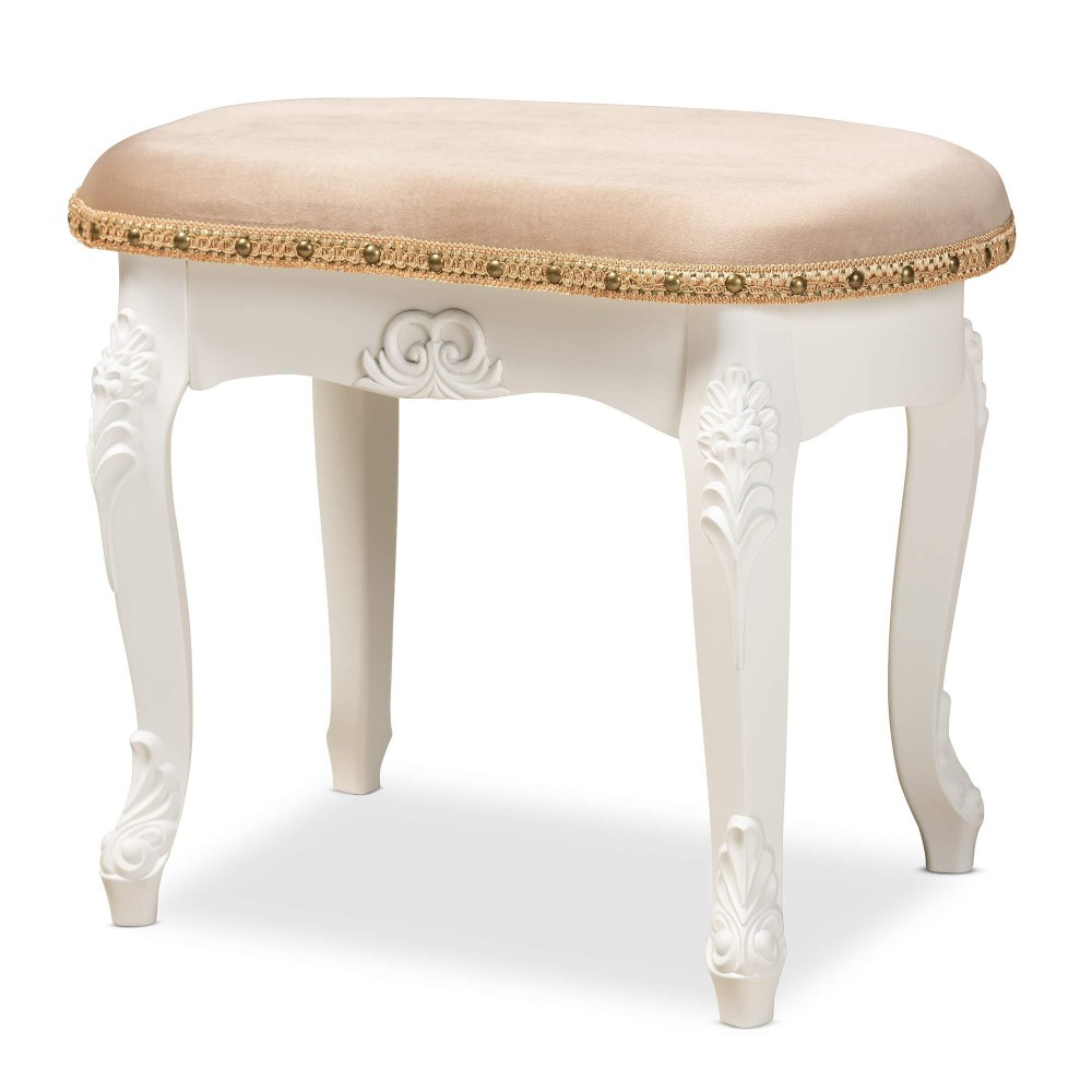 Baxton Studio Ottomans, Sand/White/Gold