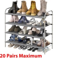 Simple Houseware 4Tier Shoe Rack Storage Organizer 20Pair Grey