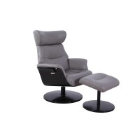 RelaxR Sennet Recliner and Ottoman in Steel Air Leather