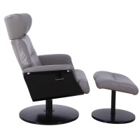 RelaxR Sennet Recliner and Ottoman in Steel Air Leather