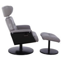 RelaxR Sennet Recliner and Ottoman in Steel Air Leather