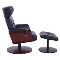 RelaxR Sennet Recliner and Ottoman in Black Air Leather