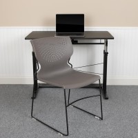 Hercules Series 661 Lb. Capacity Gray Full Back Stack Chair With Black Powder Coated Frame