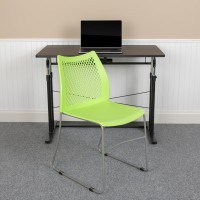 Hercules Series 661 Lb. Capacity Green Stack Chair With Air-Vent Back And Gray Powder Coated Sled Base