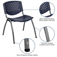 Hercules Series 880 Lb. Capacity Navy Plastic Stack Chair With Titanium Gray Powder Coated Frame