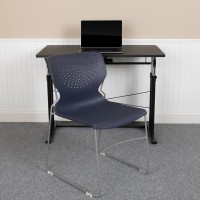 Hercules Series 661 Lb. Capacity Navy Full Back Stack Chair With Gray Powder Coated Frame