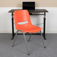 Hercules Series 880 Lb. Capacity Orange Ergonomic Shell Stack Chair With Gray Frame