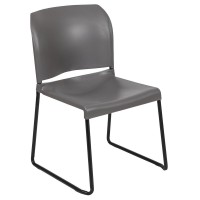 HERCULES Series 880 lb Capacity Gray Full Back Contoured Stack Chair with Black Powder Coated Sled Base