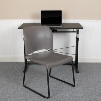 HERCULES Series 880 lb Capacity Gray Full Back Contoured Stack Chair with Black Powder Coated Sled Base