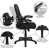 High Back Black Mesh Ergonomic Swivel Office Chair With Black Frame And Flip-Up Arms