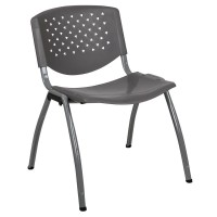 Hercules Series 880 Lb. Capacity Gray Plastic Stack Chair With Titanium Gray Powder Coated Frame