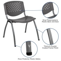 Hercules Series 880 Lb. Capacity Gray Plastic Stack Chair With Titanium Gray Powder Coated Frame