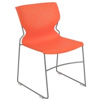 Hercules Series 661 Lb. Capacity Orange Full Back Stack Chair With Gray Powder Coated Frame