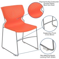 Hercules Series 661 Lb. Capacity Orange Full Back Stack Chair With Gray Powder Coated Frame