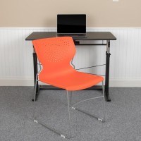 Hercules Series 661 Lb. Capacity Orange Full Back Stack Chair With Gray Powder Coated Frame