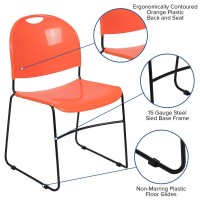 Hercules Series 880 Lb. Capacity Orange Ultra-Compact Stack Chair With Black Powder Coated Frame