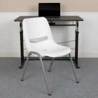 Hercules Series 880 Lb. Capacity White Ergonomic Shell Stack Chair With Gray Frame