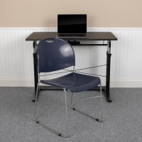 Hercules Series 880 Lb. Capacity Navy Ultra-Compact Stack Chair With Silver Powder Coated Frame