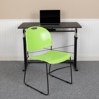 Hercules Series 880 Lb. Capacity Green Ultra-Compact Stack Chair With Black Powder Coated Frame