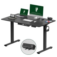 Flexispot En2 Wholepiece Standing Desk With Clamp Power Strip 48 X 30 Electric Stand Up Height Adjustable Desk With Cable Mana