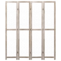 vidaXL Room Divider 4 Panel Folding Privacy Screen for Room Separation Freestanding Room Divider Screen for Home Office White