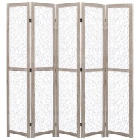 vidaXL Room Divider 5 Panel Folding Privacy Screen for Room Separation Freestanding Room Divider Screen for Home Office White