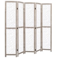 vidaXL Room Divider 5 Panel Folding Privacy Screen for Room Separation Freestanding Room Divider Screen for Home Office White