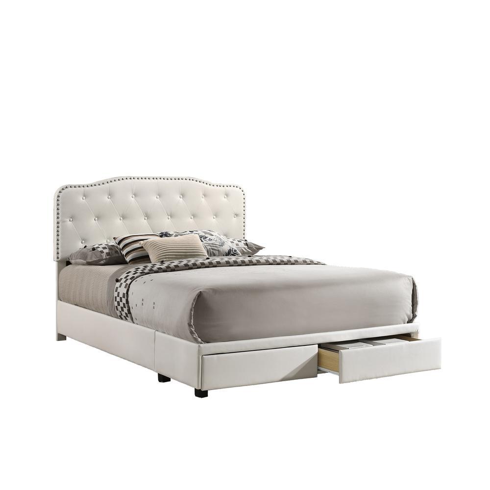 Faux Leather Storage Bed Platform Queen