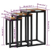 vidaXL Nesting Tables 3 Piece Set Solid Teak Wood and Polyresin Brown Retro Style Stackable Durable Unique Multifunctiona