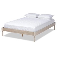 Baxton Studio Colette French Bohemian Antique White Oak Finished Wood Queen Size Platform Bed Frame